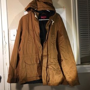 Men’s winter Tan Jacket with hoodie Windbreaker